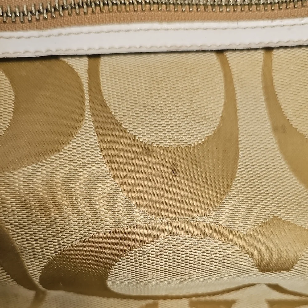 Coach Signature Beige Canvas Drawstring Backpack - Picture 5 of 14